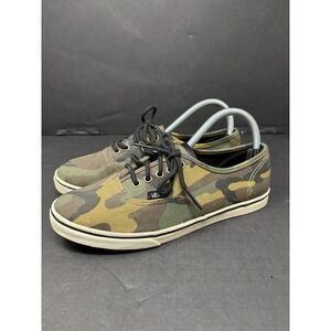 Vans Off The Wall Shoes Women 8.5 Green Army Camo Fashion Sneakers Skateboarding